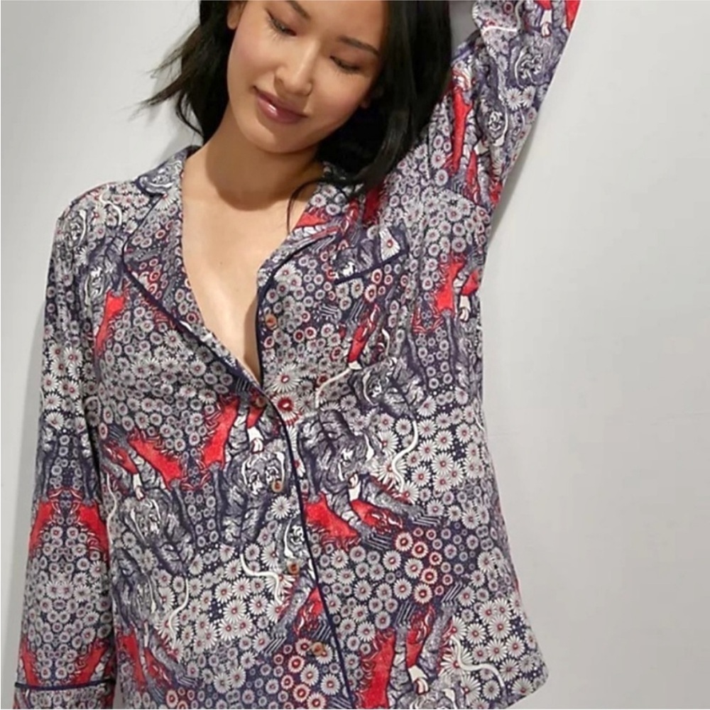 Anthropologie Florence Balducci Menagerie Pajama Long Sleeve Top Size XS